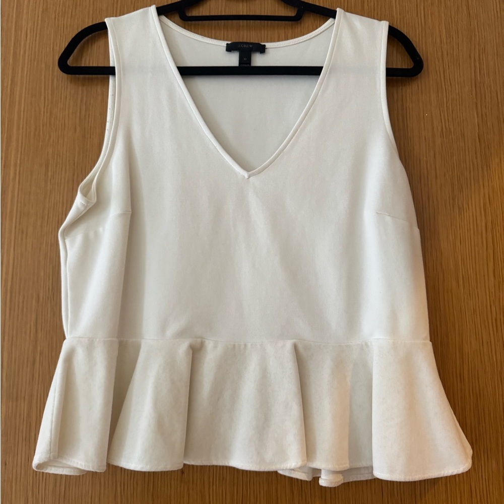 J. Crew Cream Peplum Sleeveless Blouse